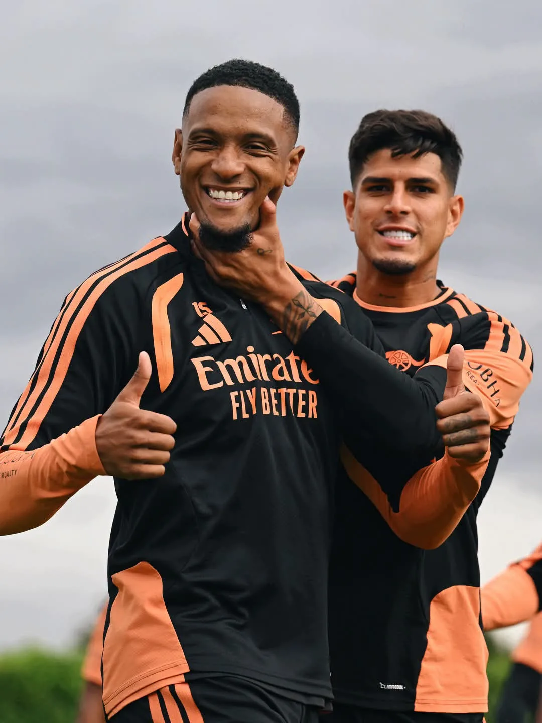 Ezri Konsa in Arsenal training